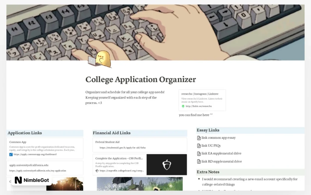 College Applications Organizer