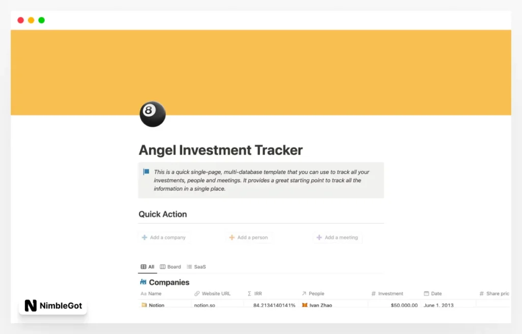 Angel Investment Tracker