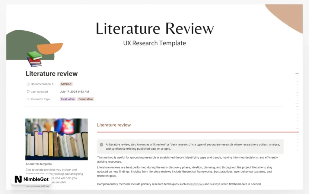 Literature review for UX