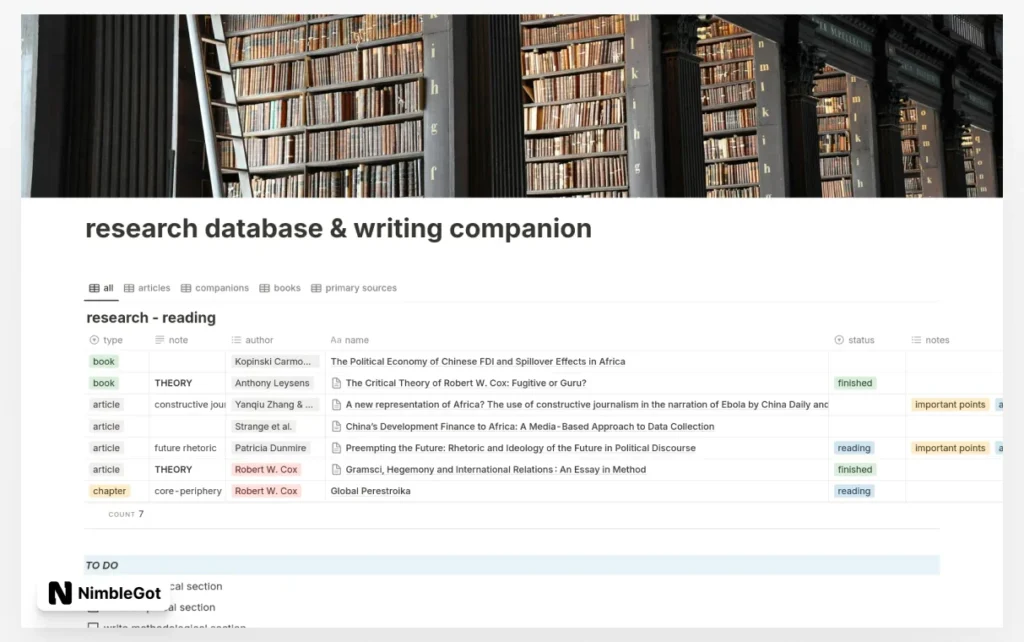 Research database & writing companion
