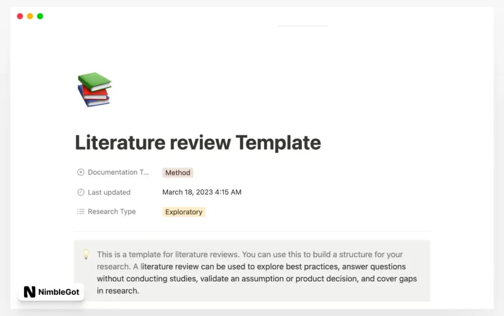 Literature review template