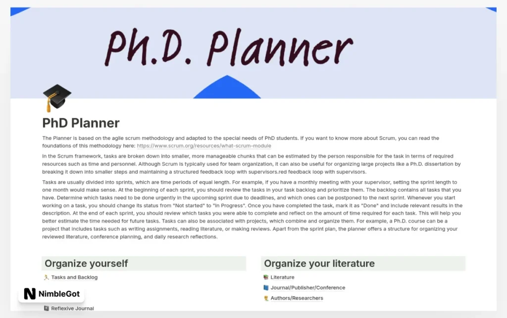 PhD Planner and Literature Management