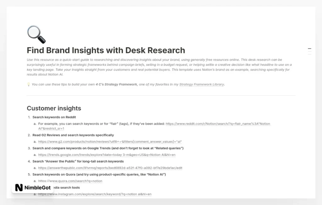 Brand Insights Checklist
