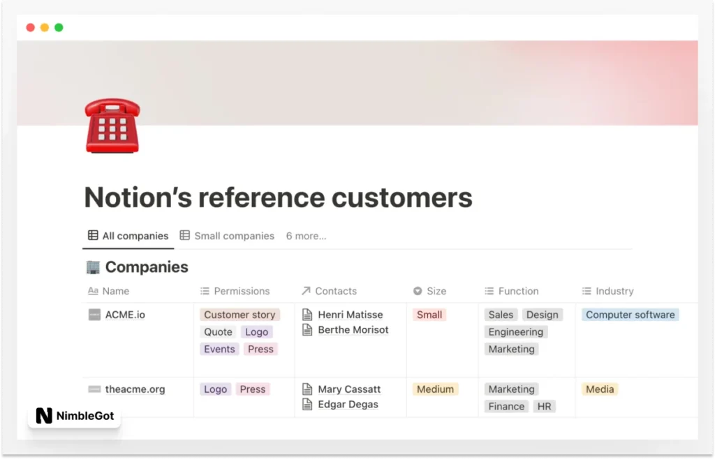 Notion’s reference customers