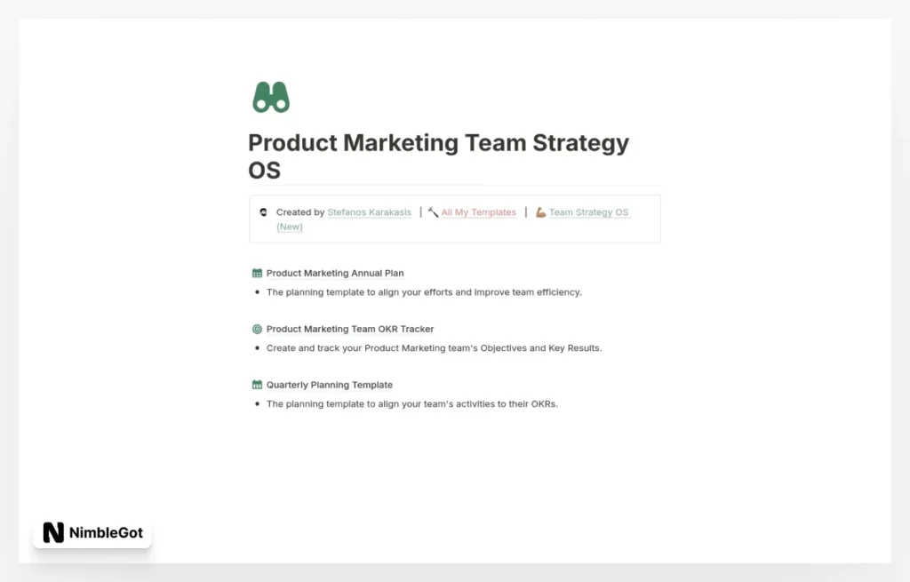 Product Marketing Strategy Planning OS
