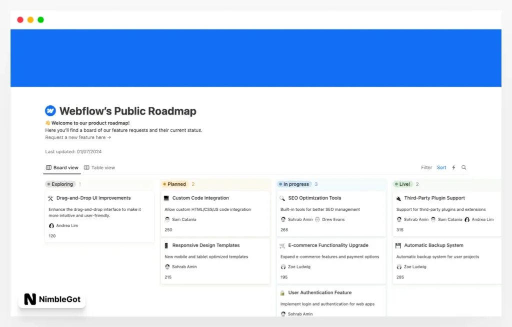Webflowβs Public Roadmap
