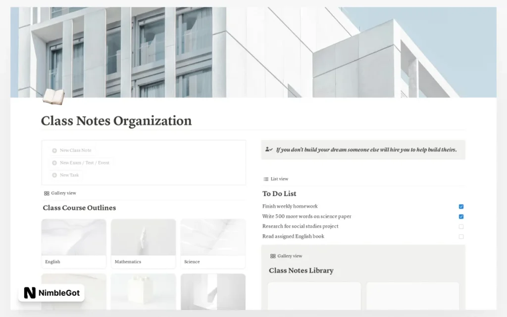 Minimalist Study Hub: Class Notes Organization v2