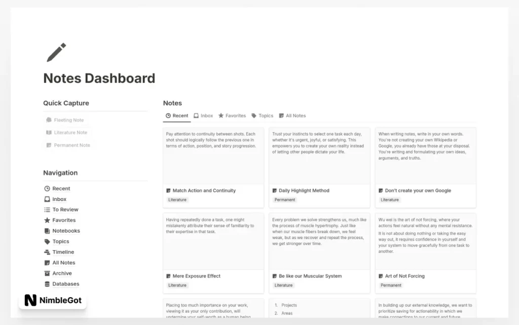 Notes Dashboard