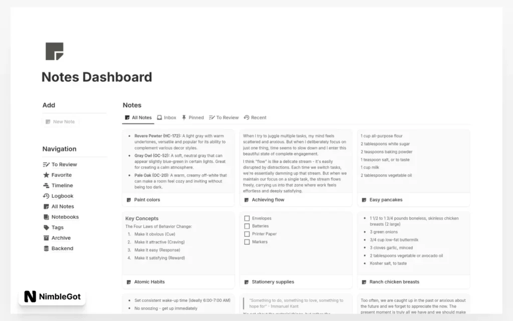 Notes Dashboard