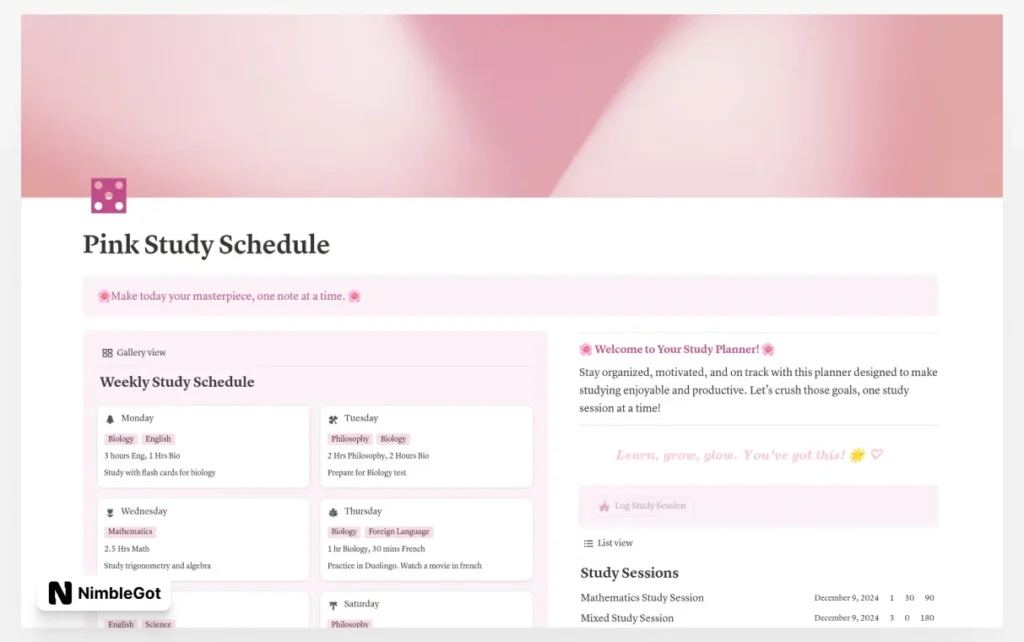 pink study planner - class notes organisation v2