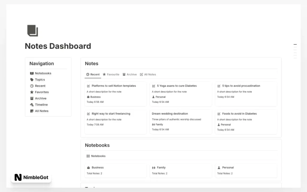 Notes Dashboard