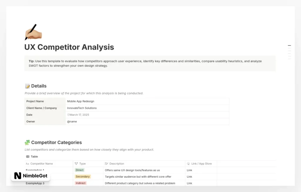 UX Competitor Analysis
