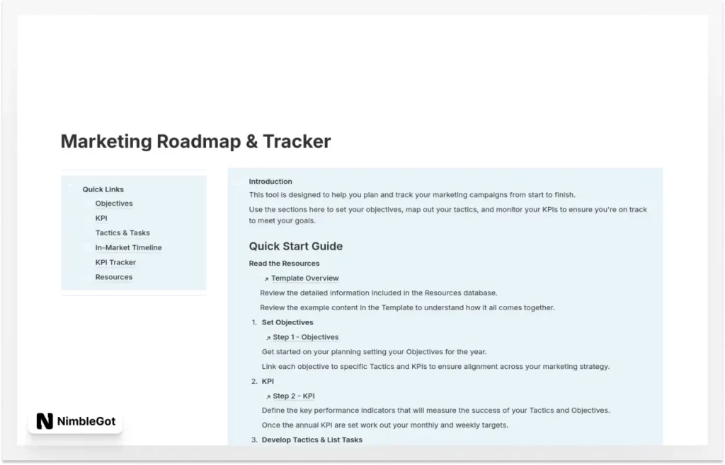 Marketing Roadmap & Tracker