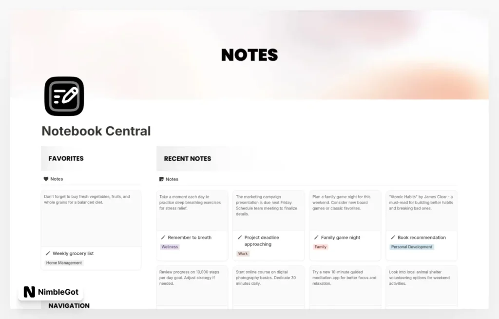 Notebook Central (Note-Taking & Organization)
