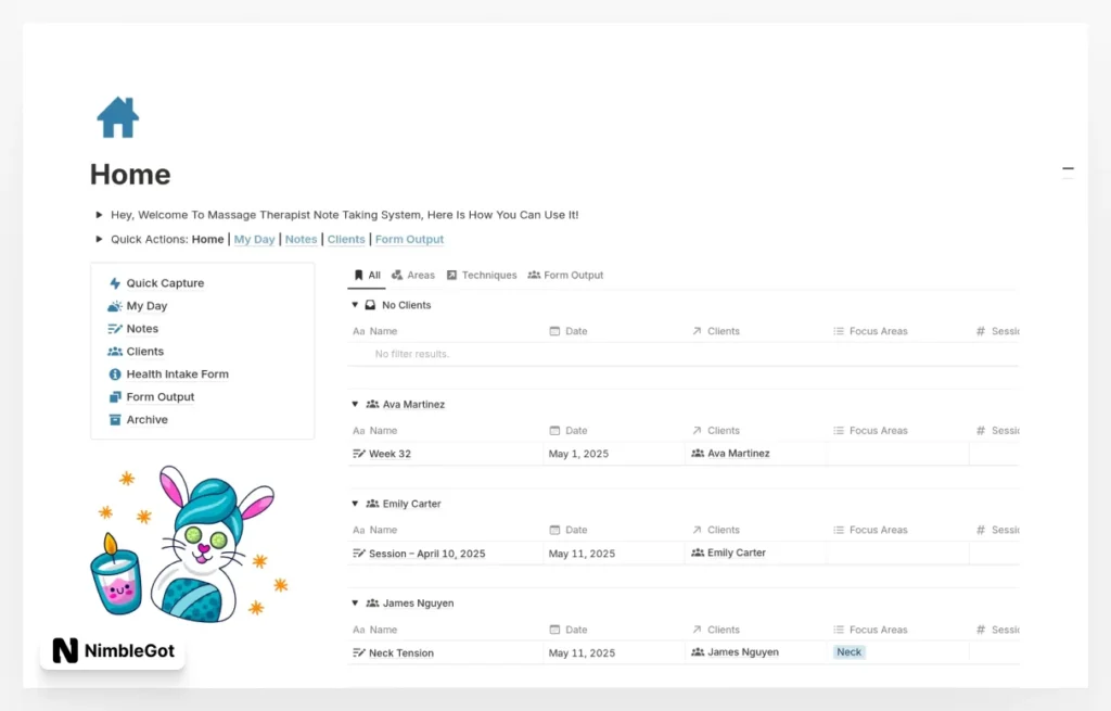 Massage Therapist Notetaking