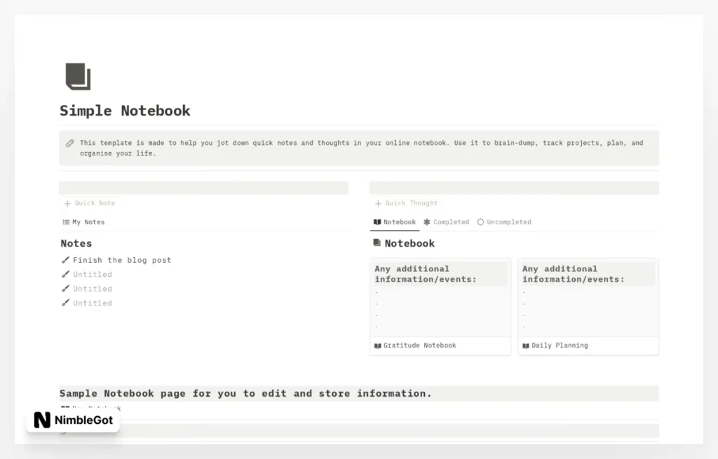 Minimal Simple Notebook