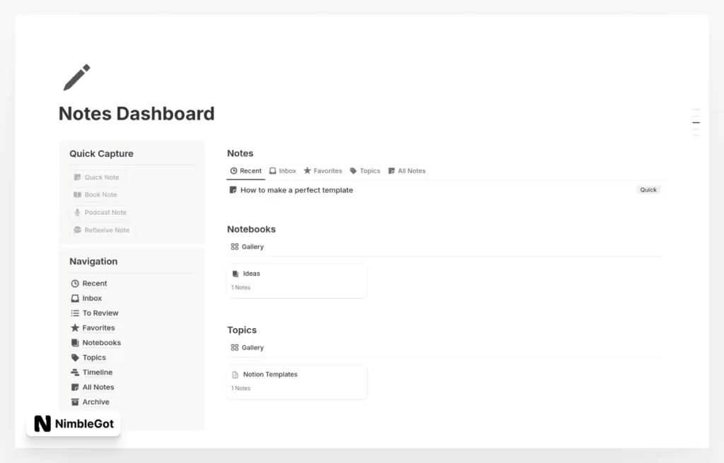 Notes Dashboard – Your Organized Ideas