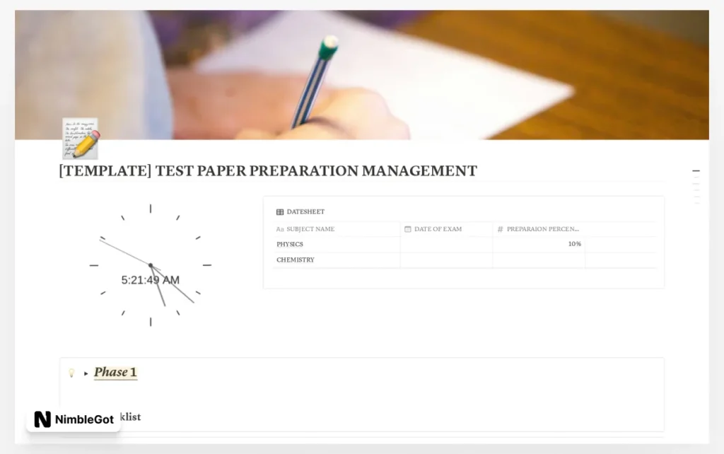 Test preparation helper