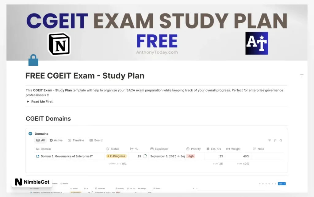 CGEIT Exam Study Plan - Lite