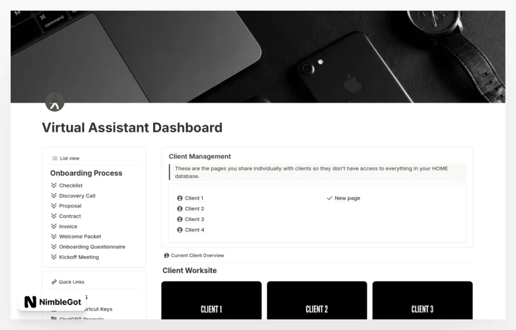 Virtual Assistant Dashboard (Minus One)