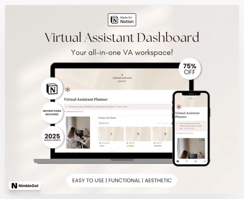 Virtual Assistant Notion Dashboard 