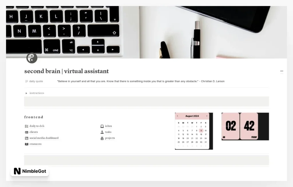 Second Brain | Virtual Assistant Simple Aesthetic