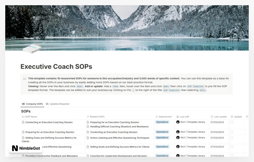 Executive Coach SOPs
