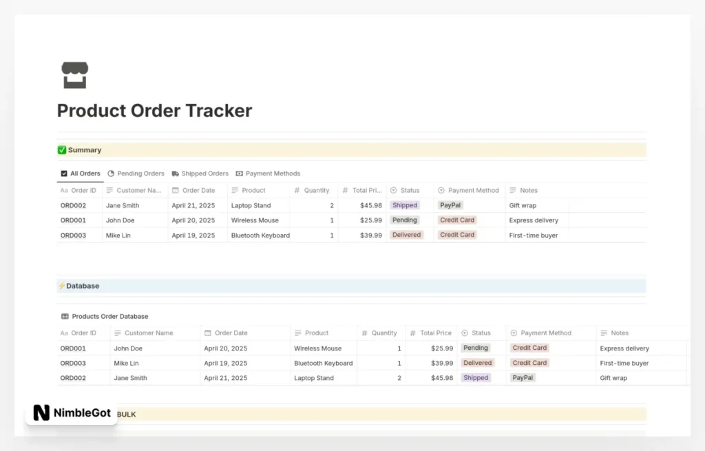 Product Order Tracker