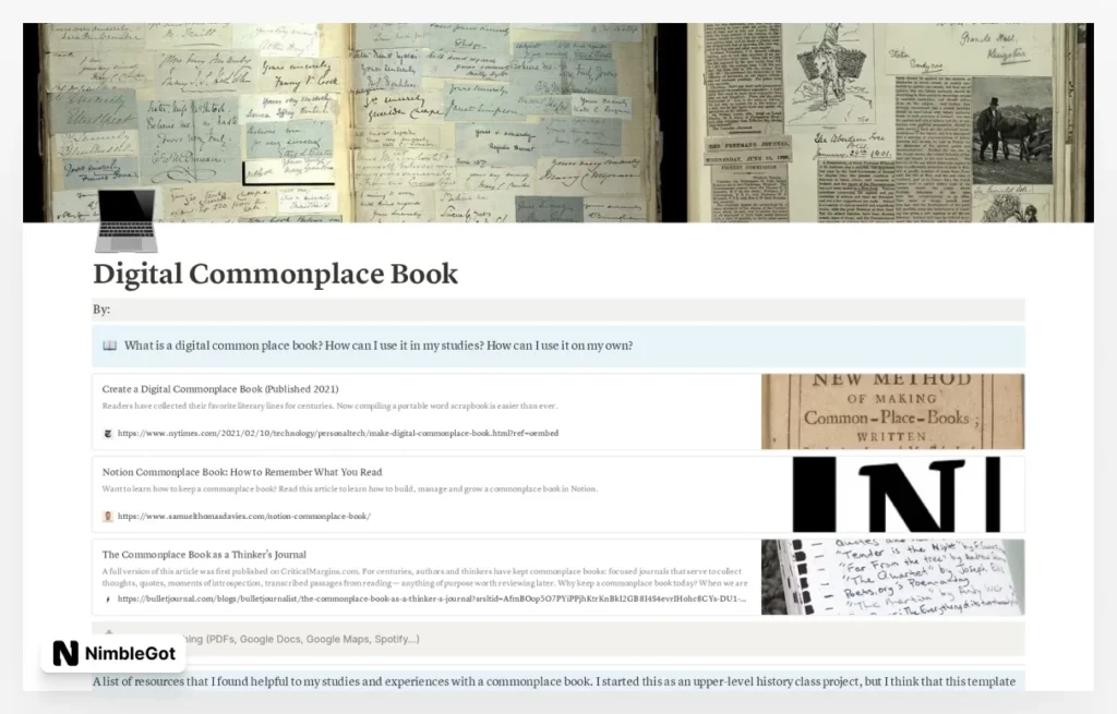 Digital Commonplace Book