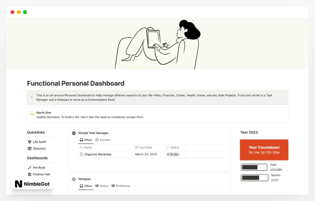 Functional Personal Dashboard