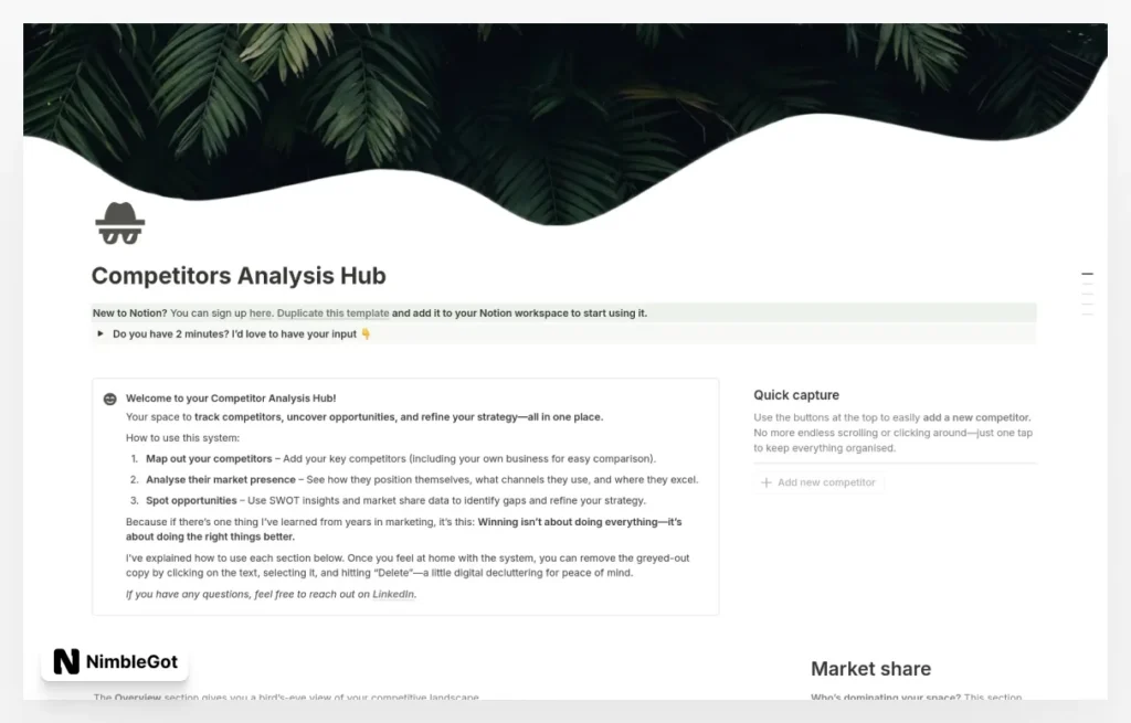 Competitor Analysis Hub