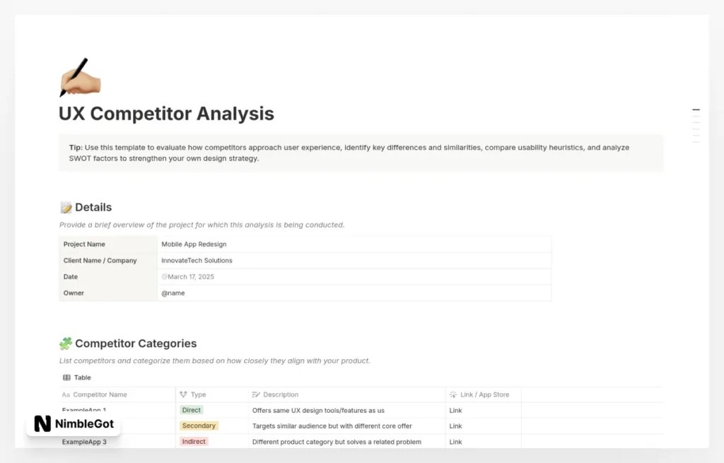 UX Competitor Analysis