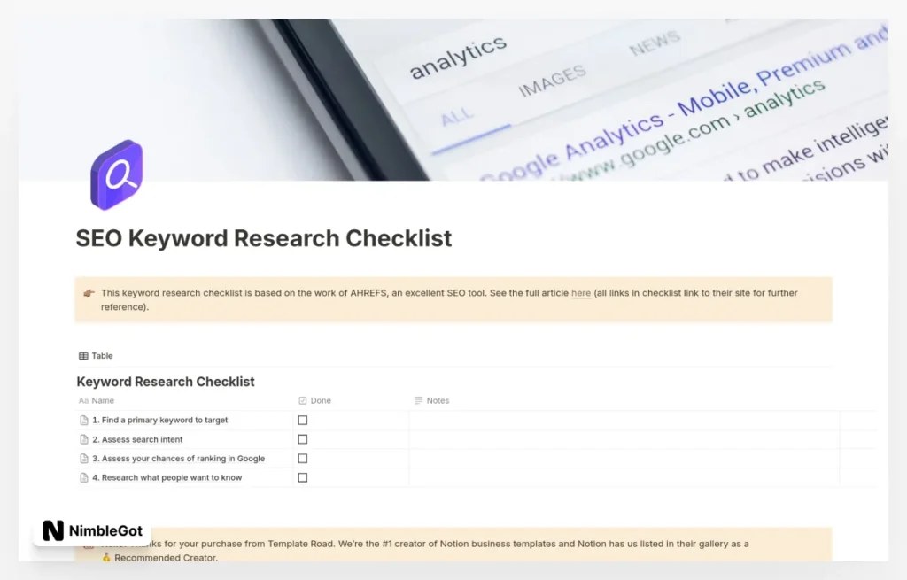 SEO Keyword Research Checklist