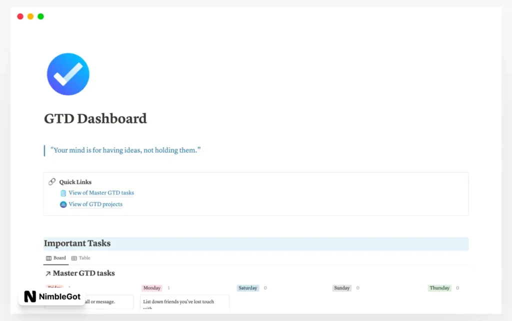 GTD Dashboard