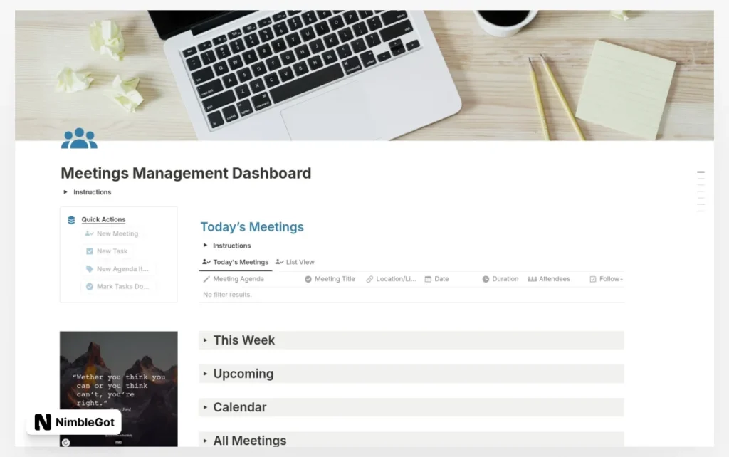 Meetings Management Dashboard