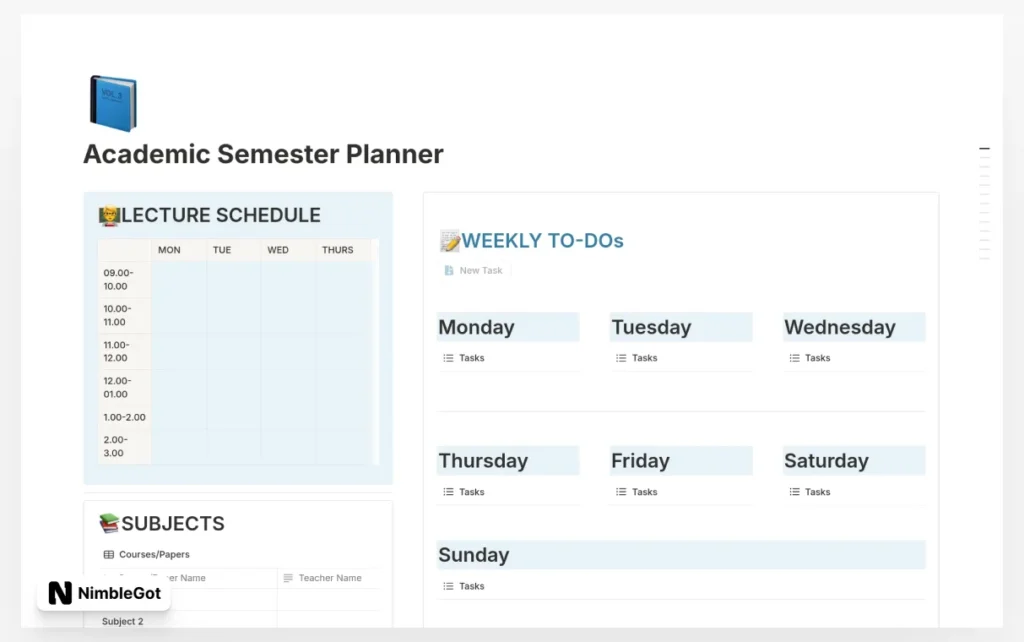 Academic Semester Planner (With Smart Automations)