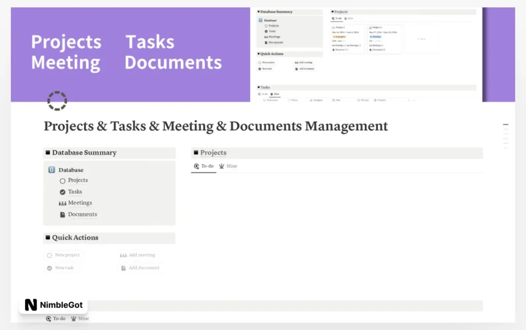 Projects & Tasks & Meeting & Documents Management