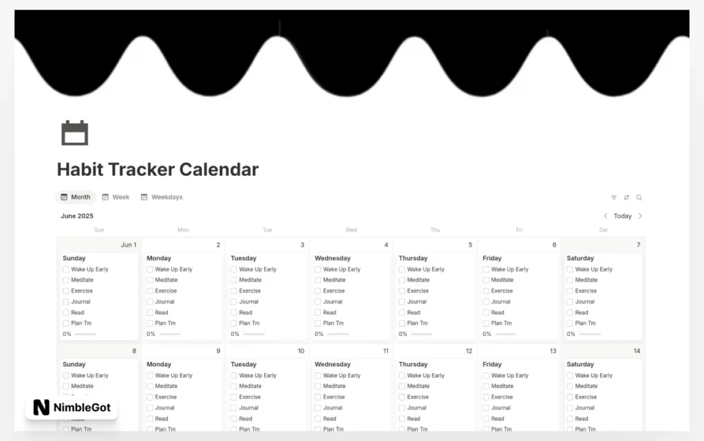 Habit Tracker Calendar