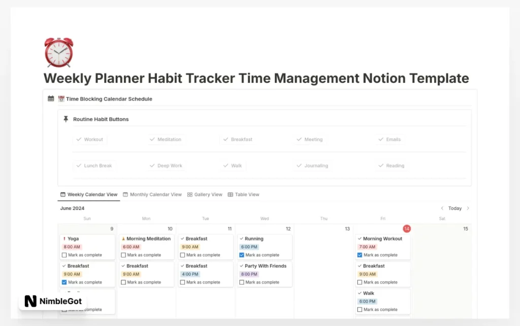 Weekly Planner Habit Tracker Time Management