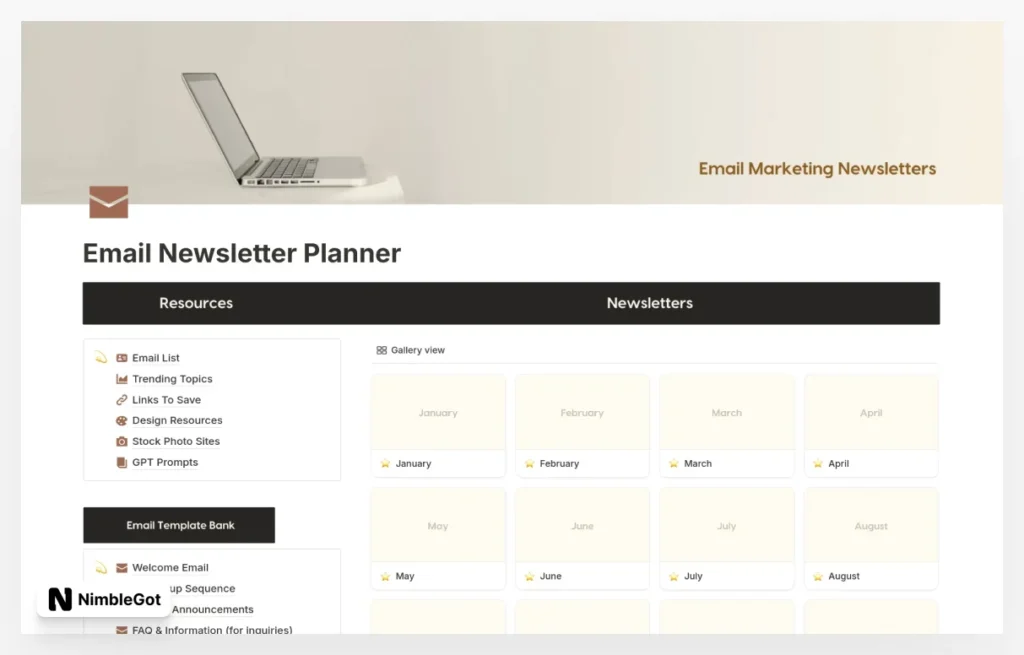 Email Marketing Newsletter Planner