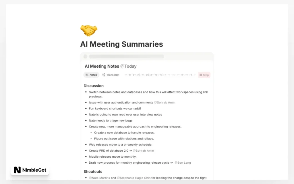AI Meeting Summaries