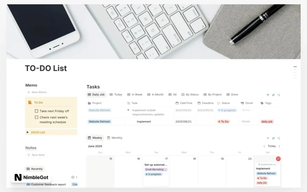 Projects & To-Do & Notes Management