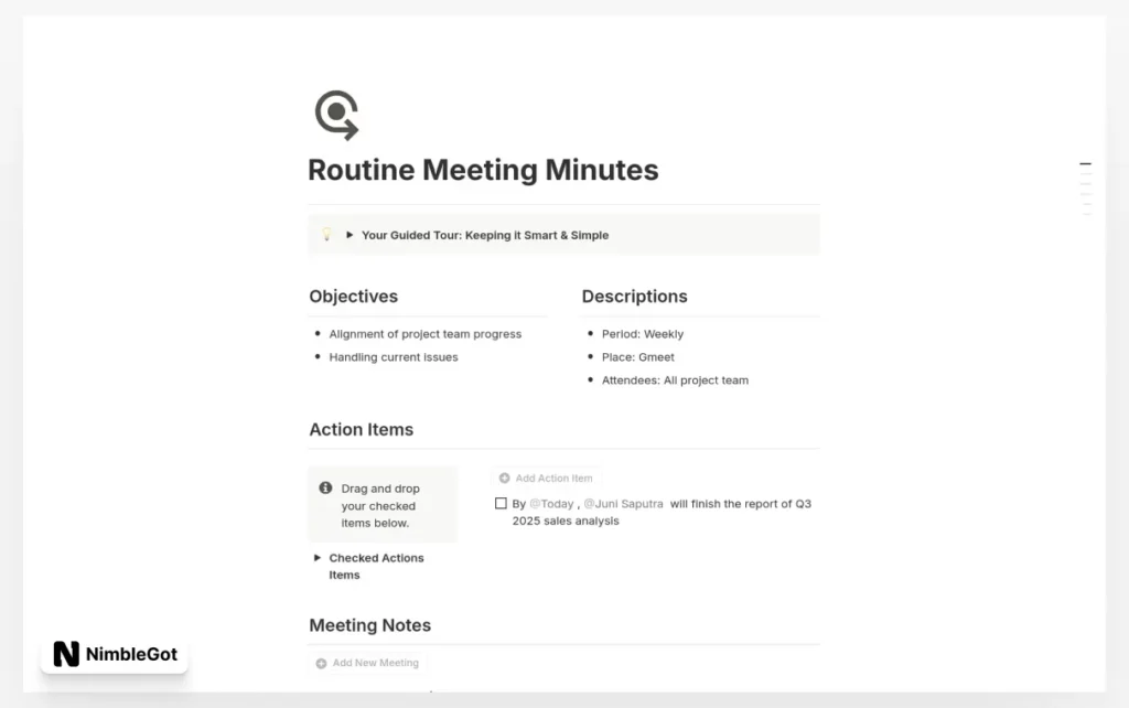 Routine Meeting Minutes