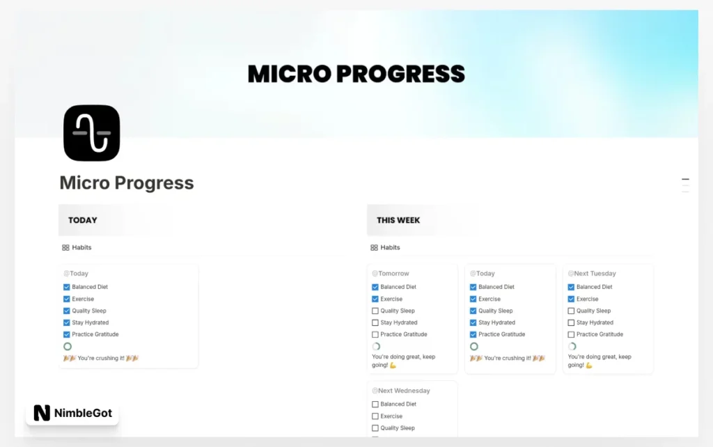 Micro Habits Progress (Quick Habit Tracker)