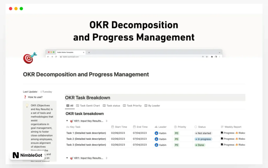 OKR Decomposition and Progress Management