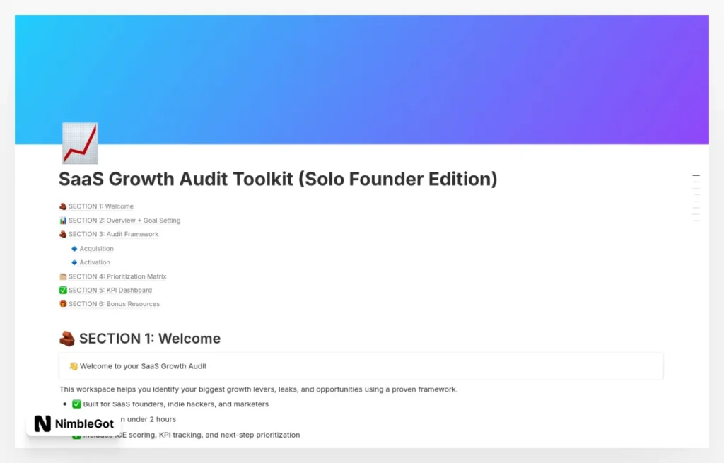 SaaS Growth Audit Toolkit (Solo Founder Edition)