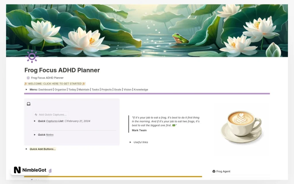 Frog Focus ADHD Planner