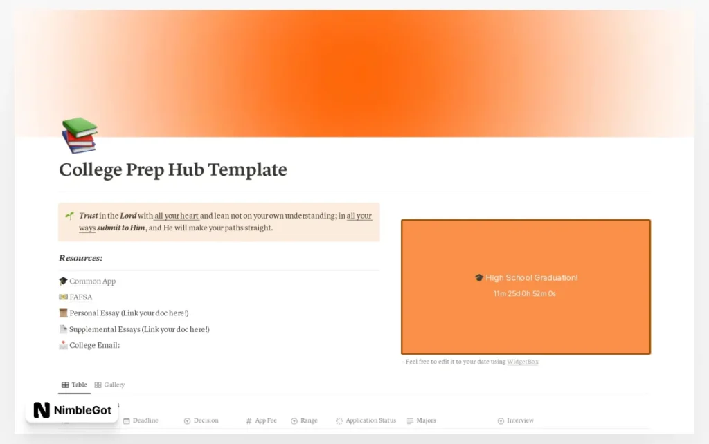 My College Prep Hub - College Application Planner