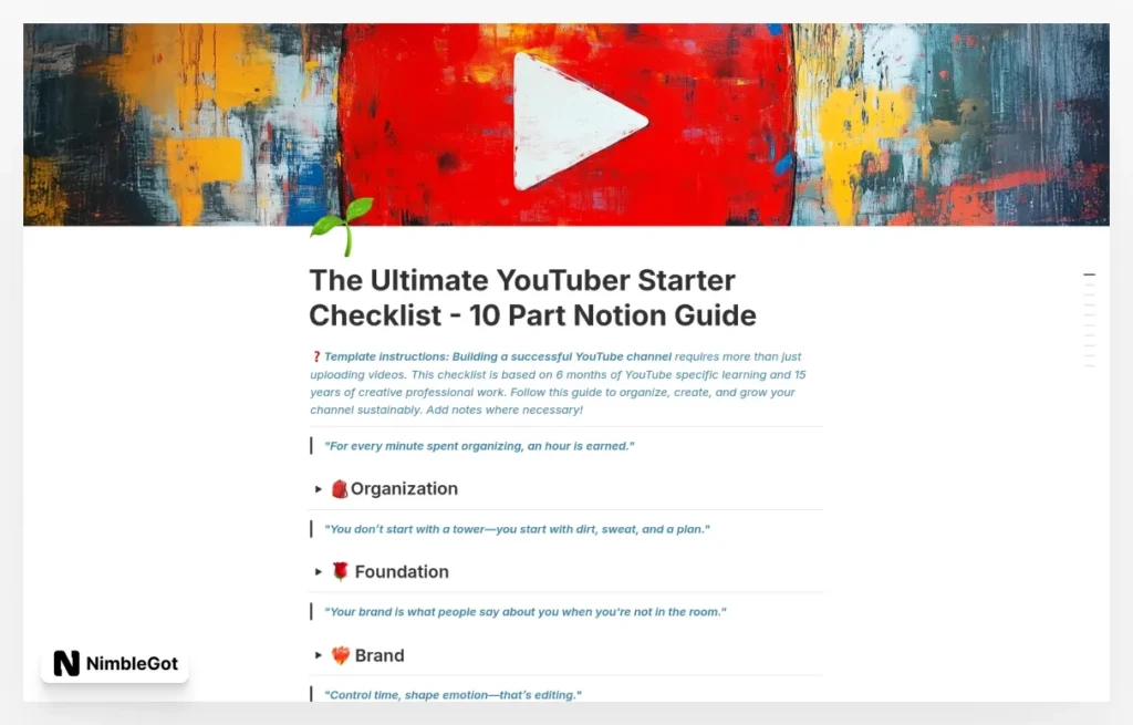 YouTuber Starter Checklist - 10 Part Guide