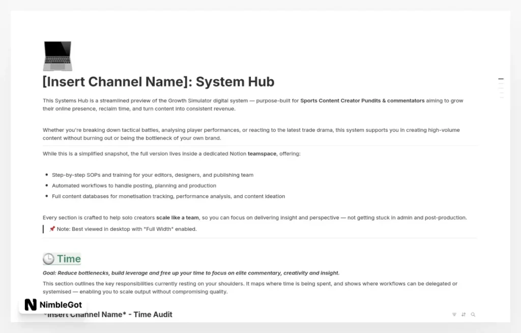 Content Creator: System Hub